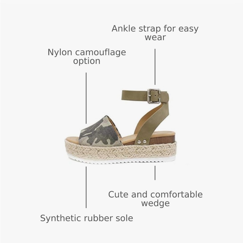 Soda Women's Camouflage Flatform Espadrille Sandals Size 8 never worn - Picture 3 of 8